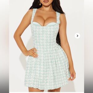 Turquoise Tweed Mini Dress